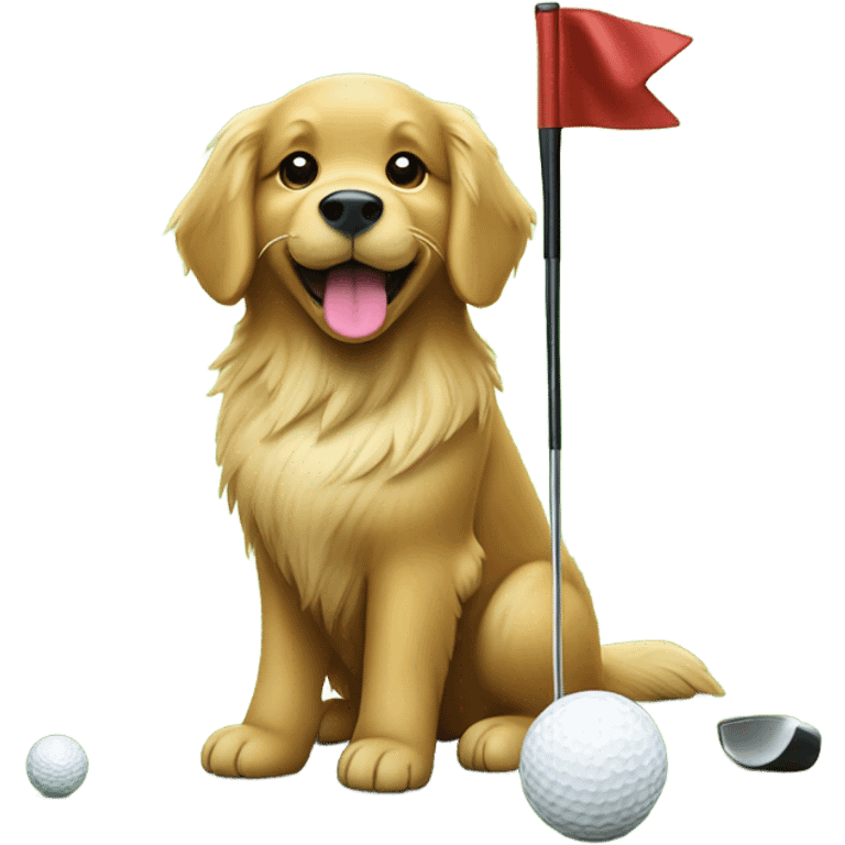 Golf dark golden retriever  emoji