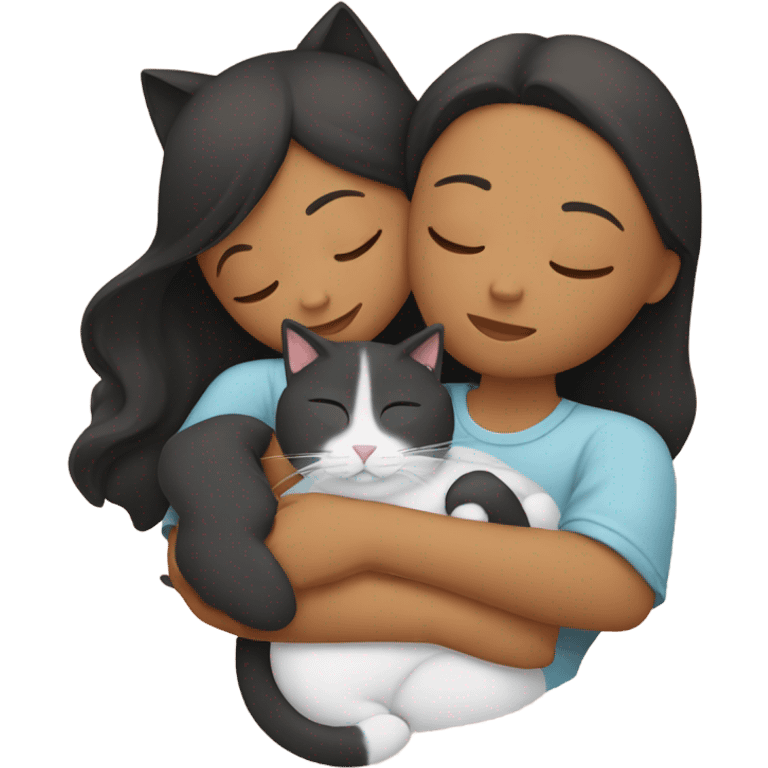 Girl and cat sleeping emoji