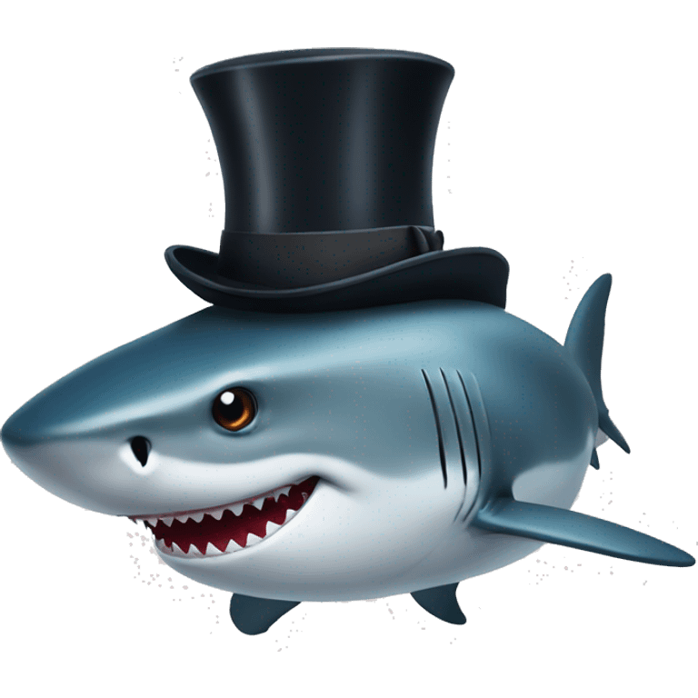 Shark with a top hat emoji