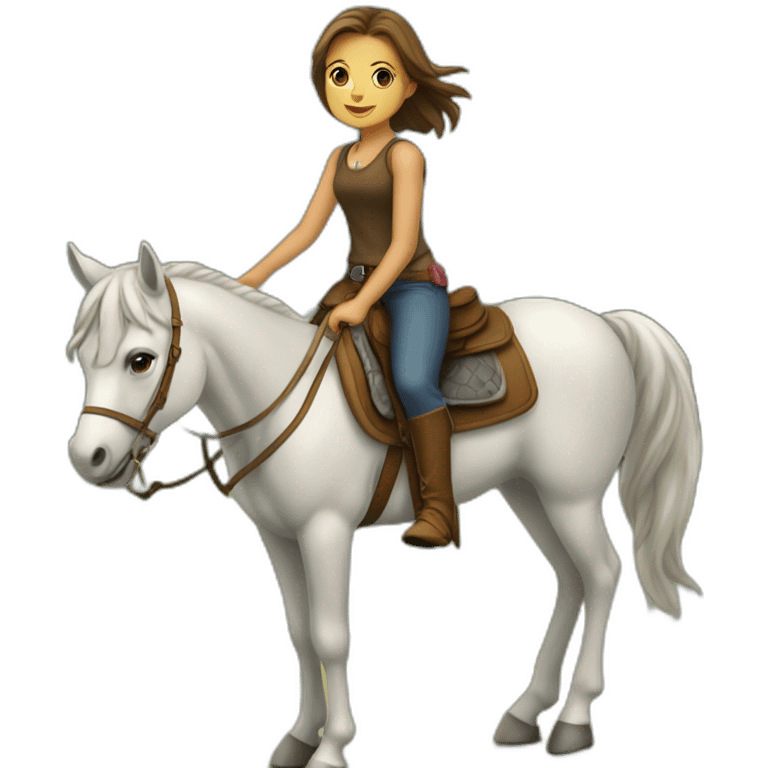 Une très jeune fille sur un cheval emoji