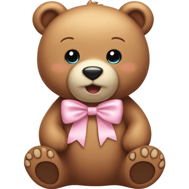 Bear with light pink bow emoji