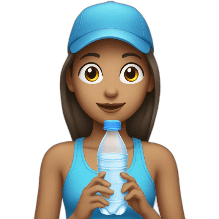 Girl drinking bottle of water emoji