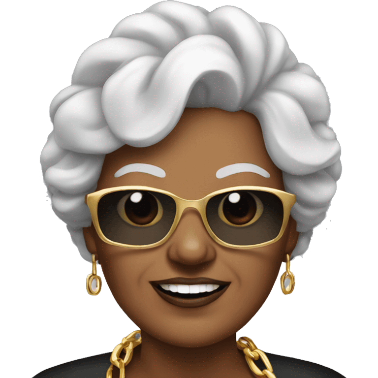 rich grandma in sunglasses with a gold chain emoji