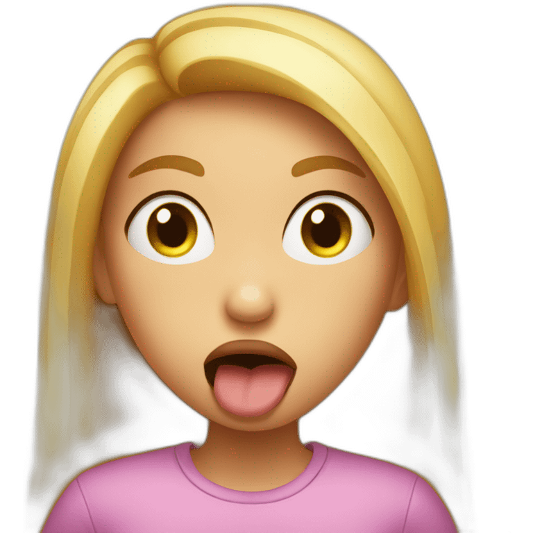 Girl stick her tongue out in disgust emoji