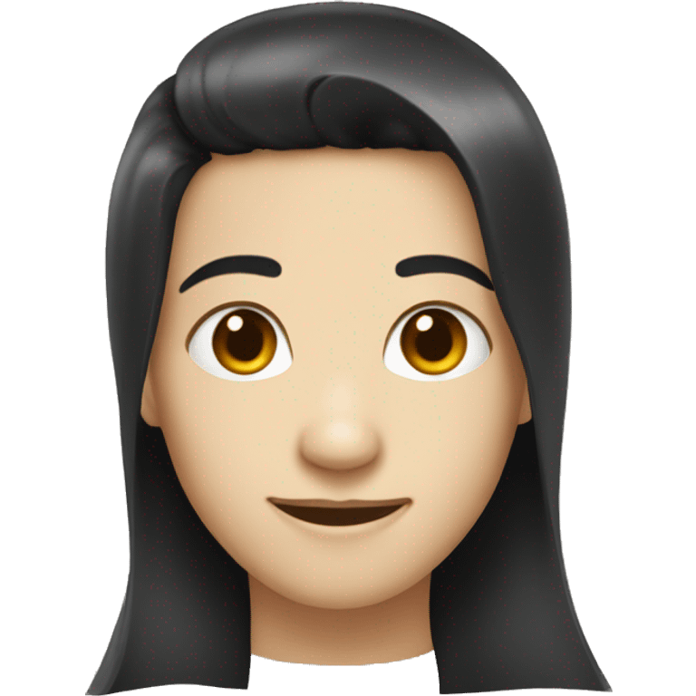 Black hair, white skin , small nose, small eyes, smiling, portrait emoji