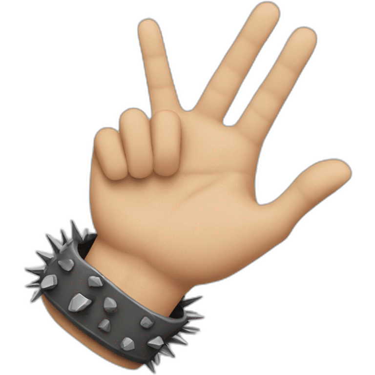 hand wit rock gesture and colar with spikes emoji