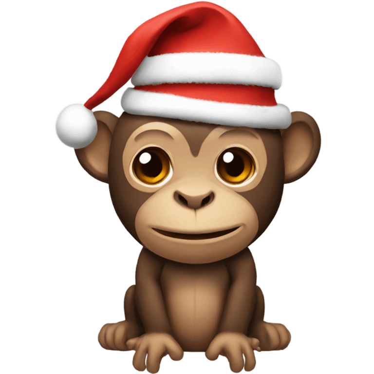 Monkey with Christmas hat emoji