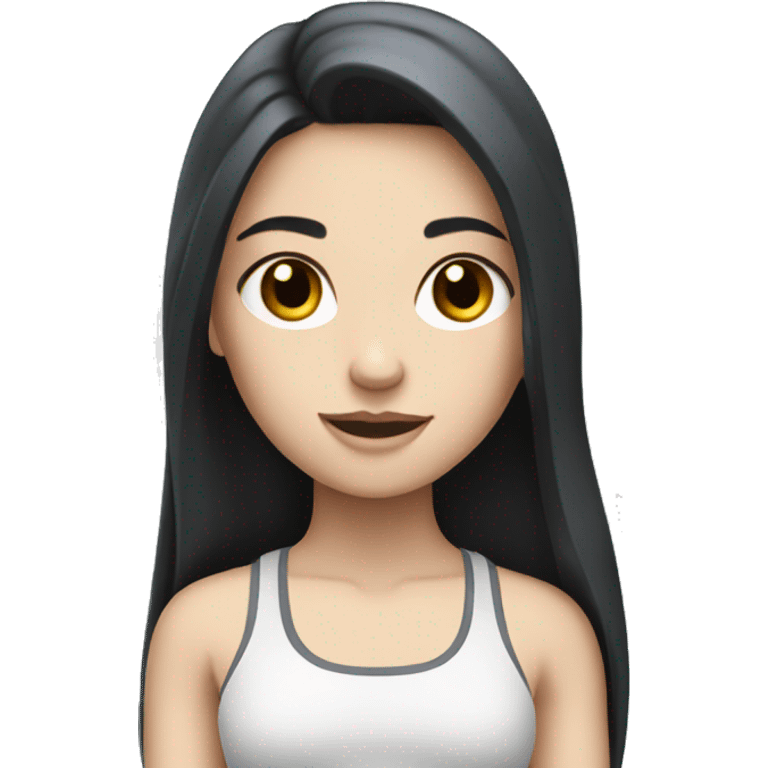 Pale girl with long black hair workout emoji