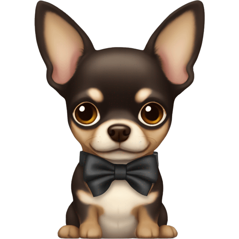 Chihuahua dark Brown With a bow  emoji