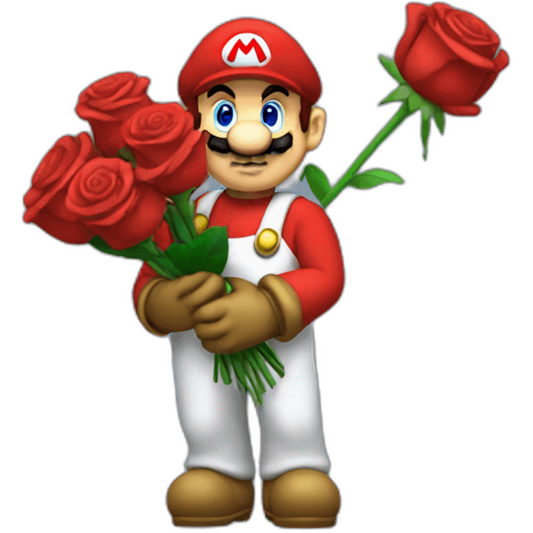 mario holding a bouquet of roses emoji