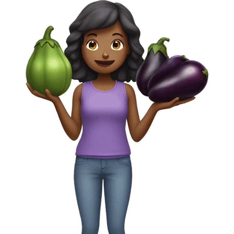 Girl holding eggplant  emoji