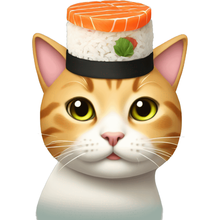 cat wearing sushi as a hat emoji