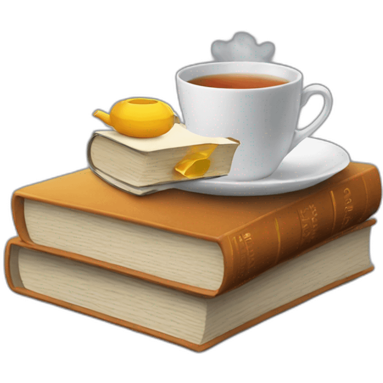 books with tea emoji