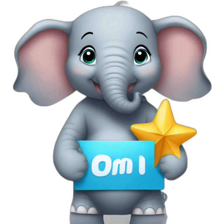 Animated baby elephant holding a sign with "#1 Fan" on it emoji