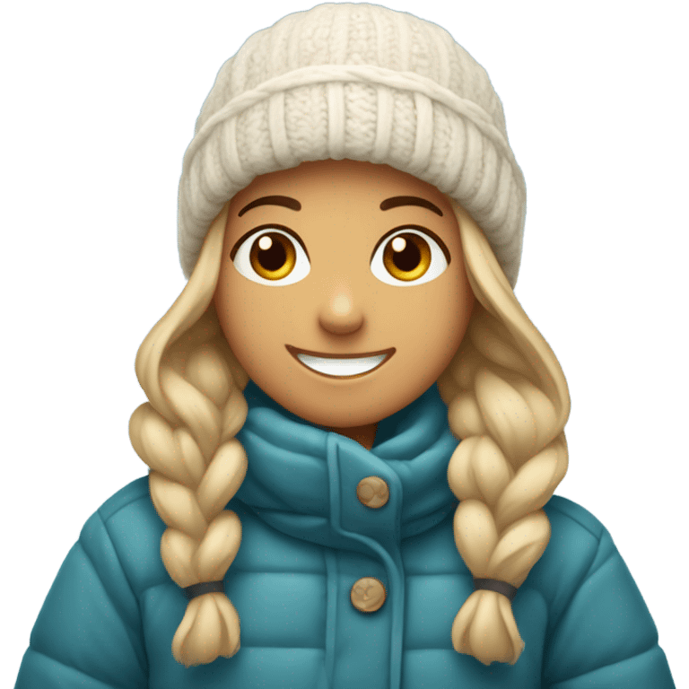 smiling girl in snowy landscape emoji