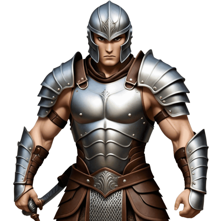 Cinematic Realistic WoW Human Warrior Portrait, captured in a dynamic, battle-ready stance, muscles defined beneath intricately detailed steel armor accented with rich leather. His chiseled visage and determined gaze are rendered with lifelike texture and dynamic natural lighting, high shine, evoking the fierce, relentless spirit of a human warrior in the midst of combat. emoji