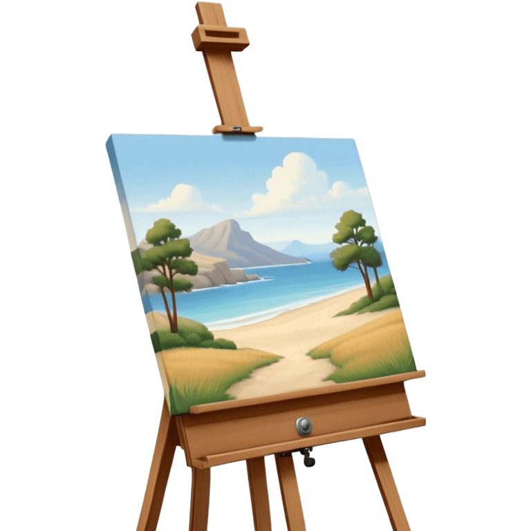 Cinematic Realistic image of a pristine canvas mounted on a sturdy wooden easel, with the canvas’ smooth surface and the easel’s detailed grain rendered in soft natural light, evoking a quiet moment of creative anticipation emoji