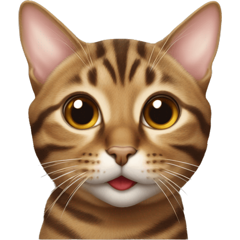 Brown tabby cat sticking tongue out  emoji