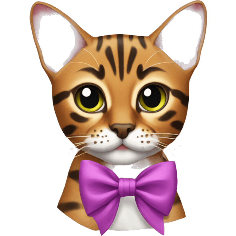 Bengal cat with rad bow emoji