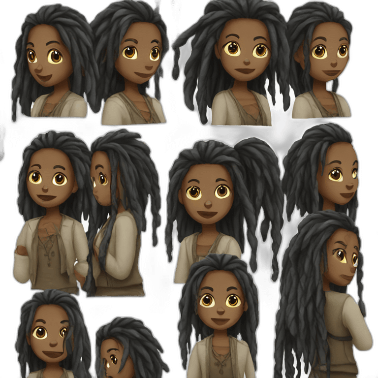 dark girl with dreadlocks emoji