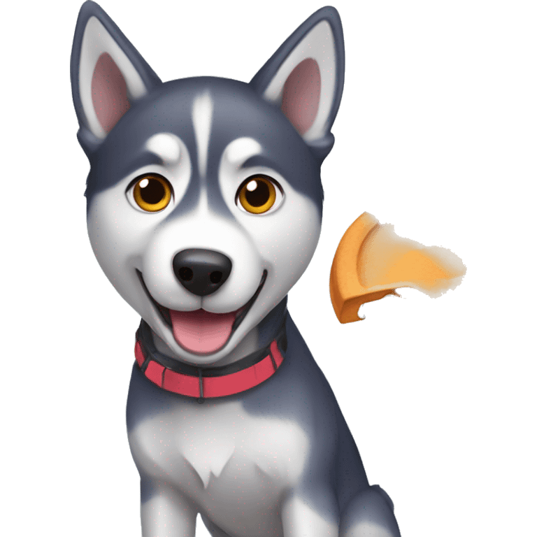 Husky with frisbee  emoji