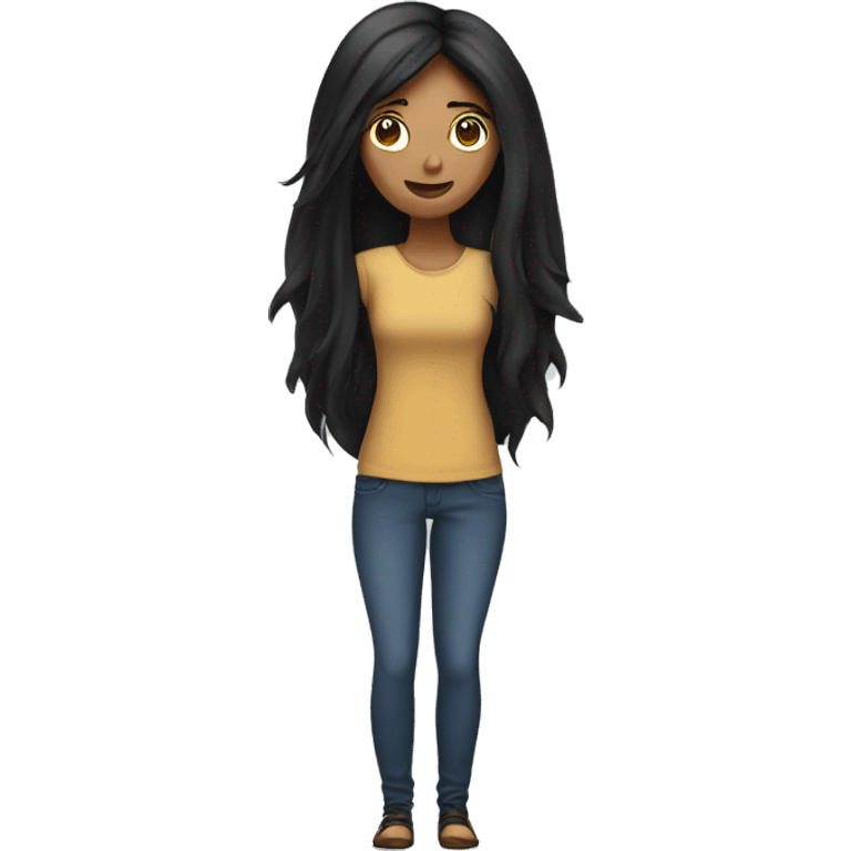 women with long black hair, standing emoji