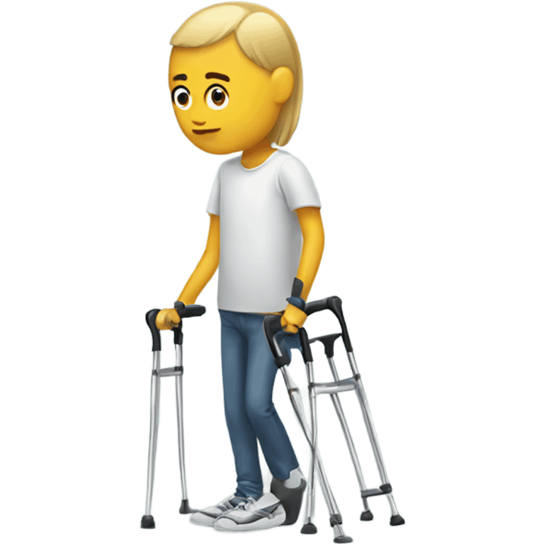 Person with crutches and injured leg emoji