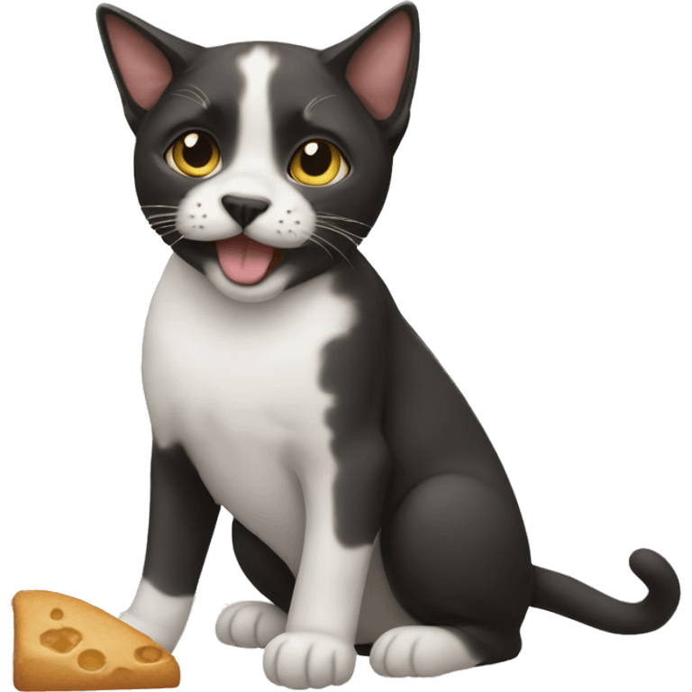 A cat eating a dog emoji