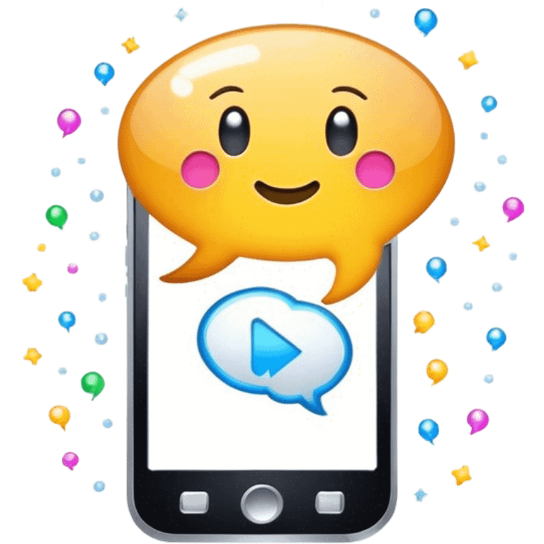 speech balloon + sparkles + mobile phone emoji