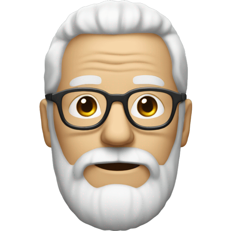 old man  with white small wavy hair and full big beard with specs emoji