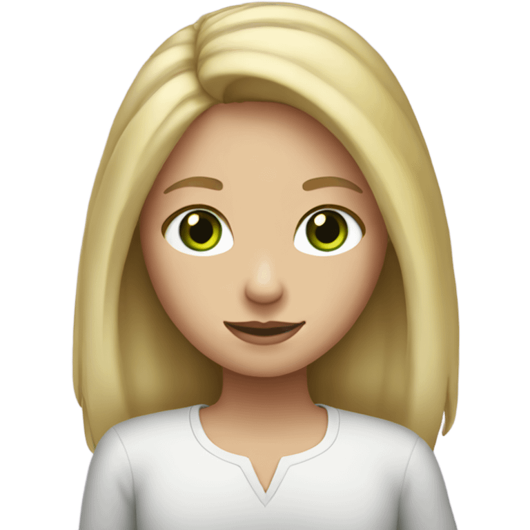 Apple ipad in girls (blond with brown roots and green eyes) hands  emoji