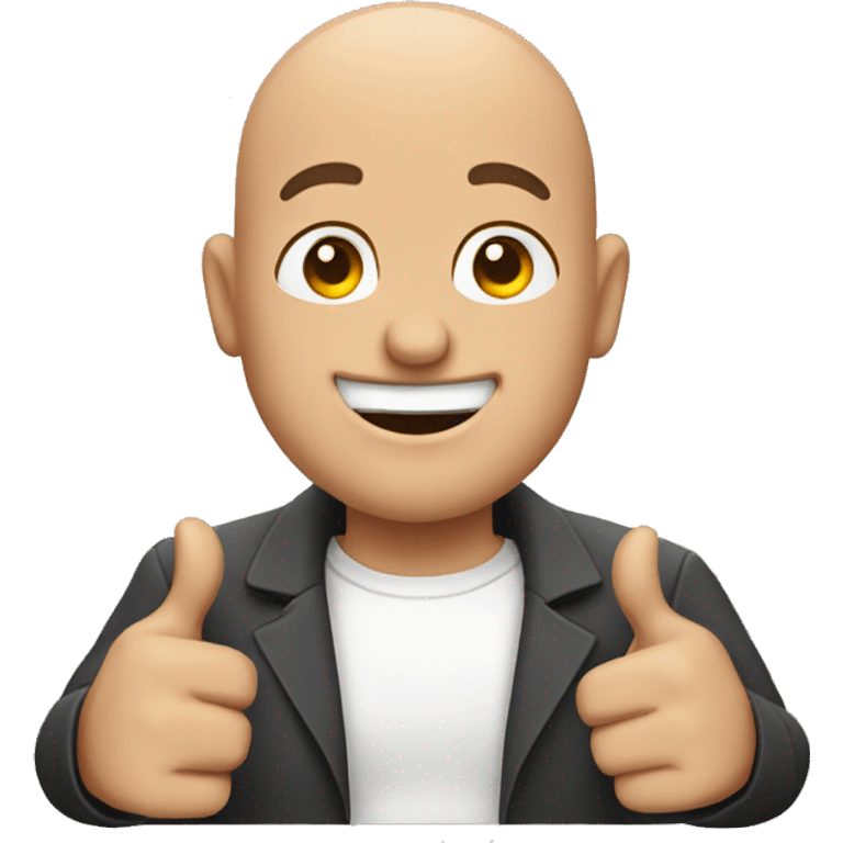 Bald man with 2 thumbs up emoji