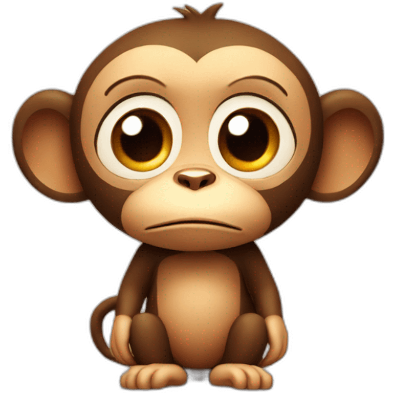 Pretty Little monkey very sad, cartoon 3D emoji