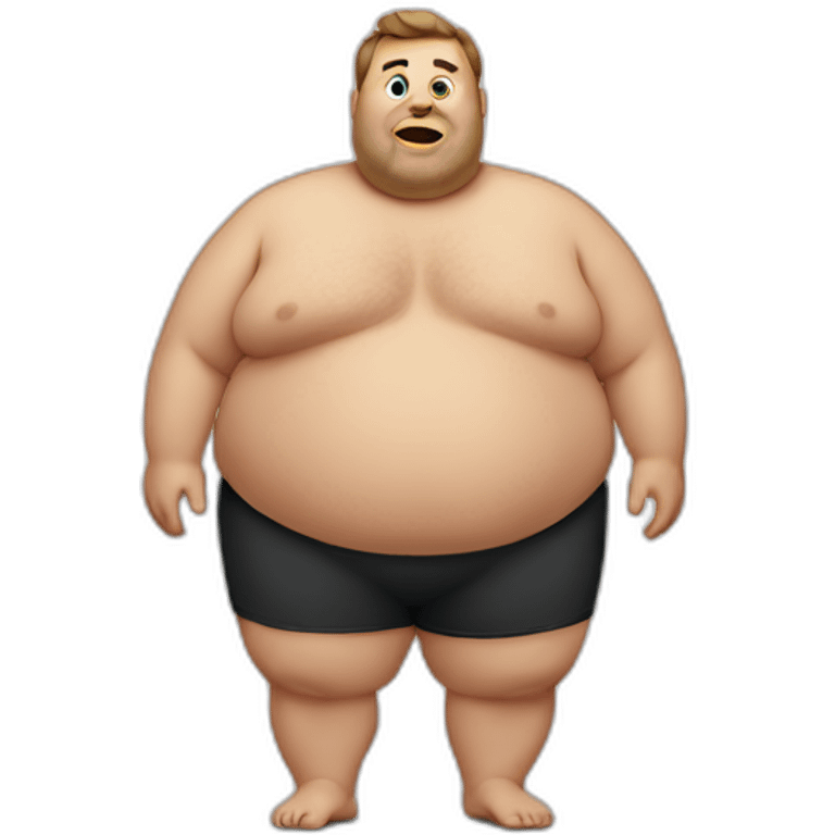 very fat guy with body emoji