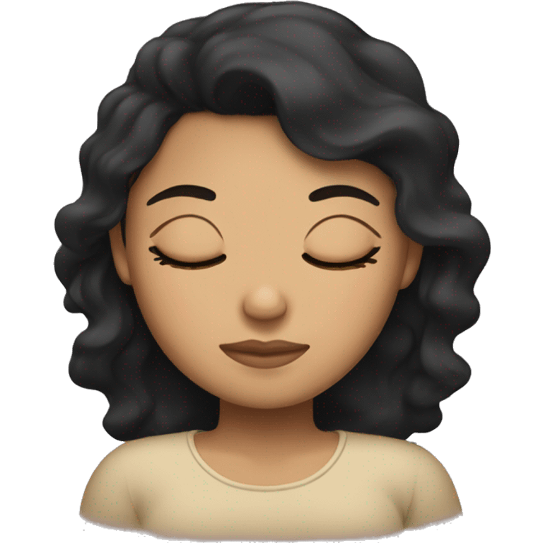 Tan girl with black hair sleeping emoji