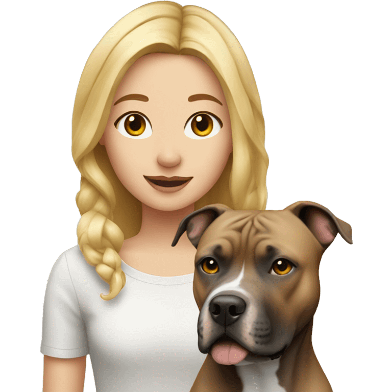 Blonde girl with american staffordshire terrier emoji