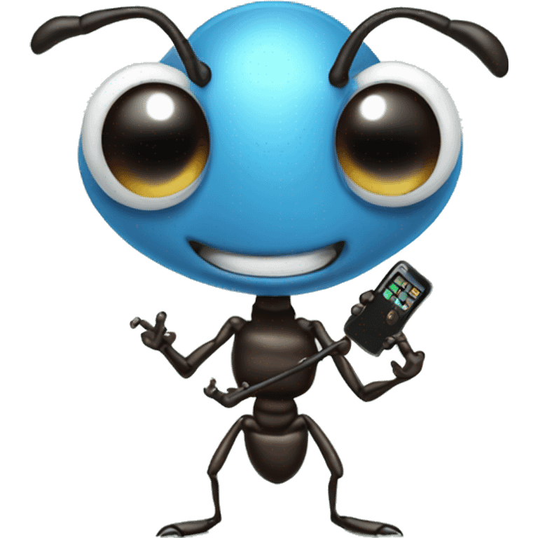 ant holding a phone emoji