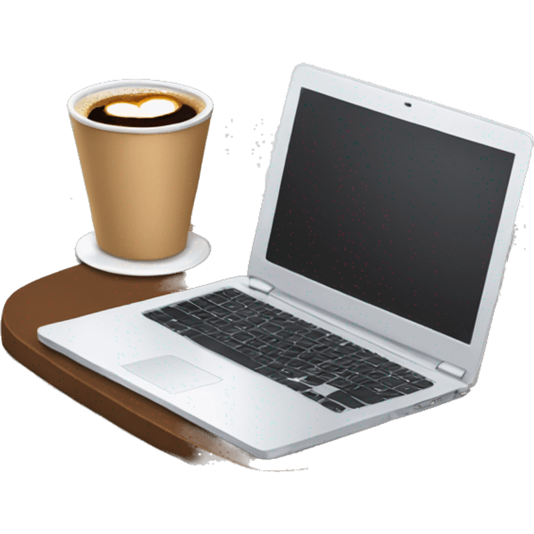 laptop with cup of coffe emoji