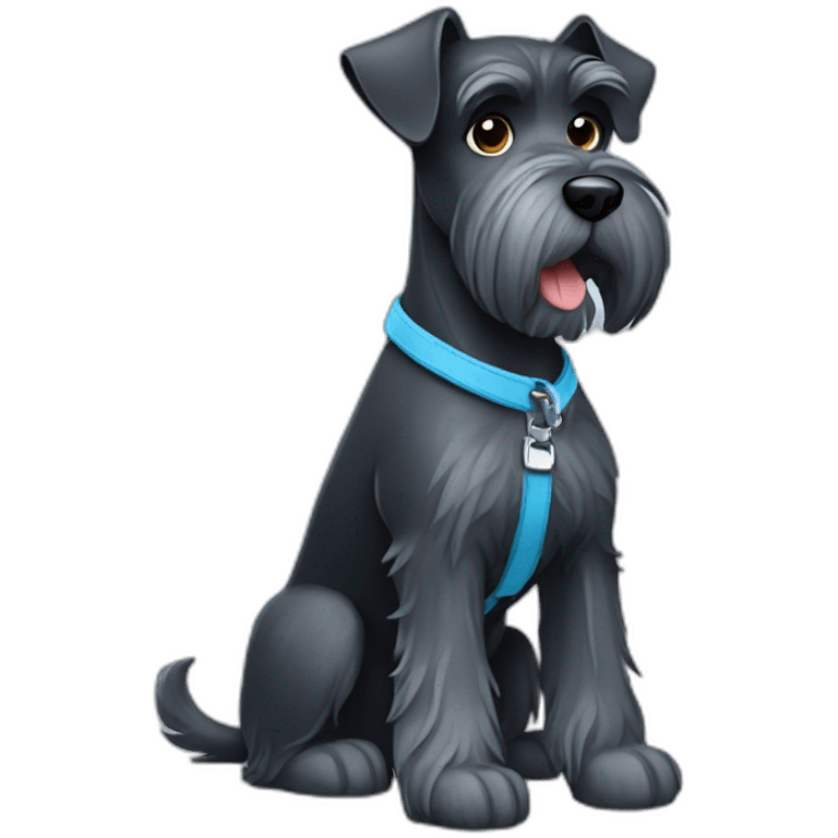 dark schnauzer with light blue leash emoji