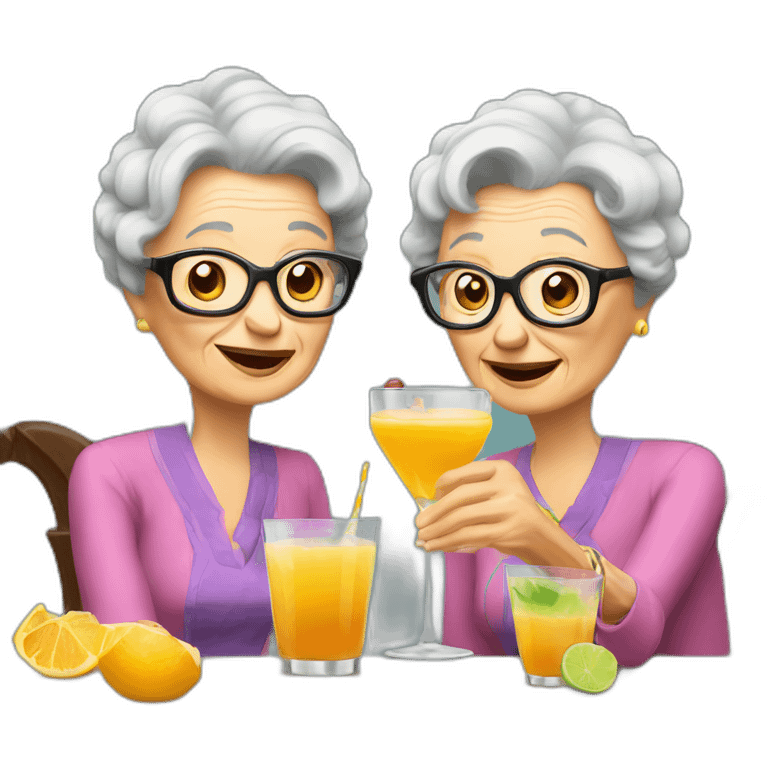 Two grandmas drinking cocktails emoji