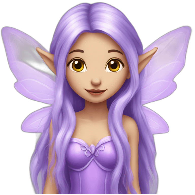 cute lilac elf fairy with long hair emoji