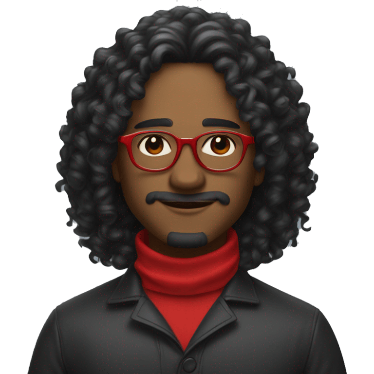 curly black long hair to mid back with fair complexion and rectangular red glasses emoji