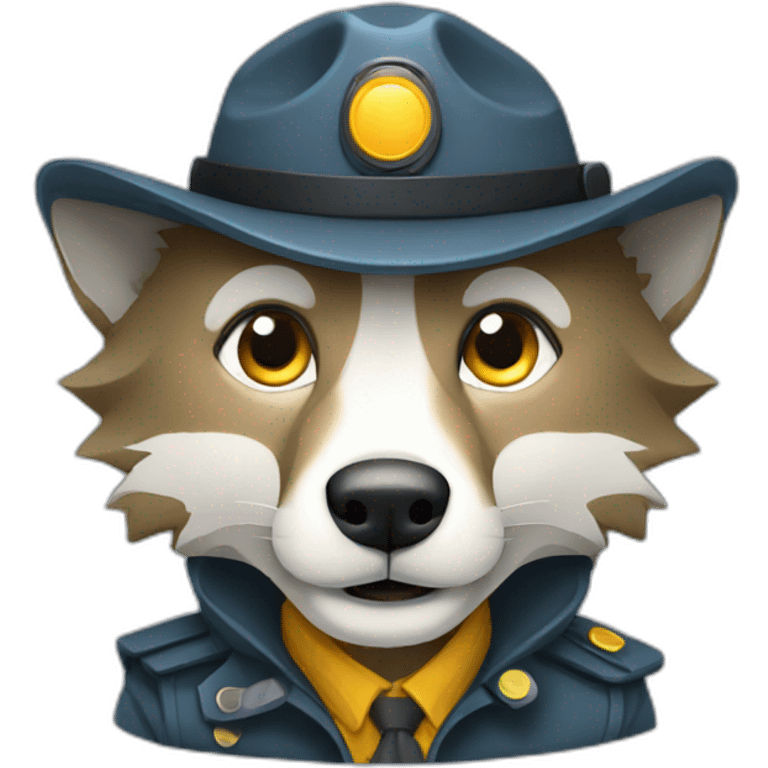 flat design wolf inspector emoji