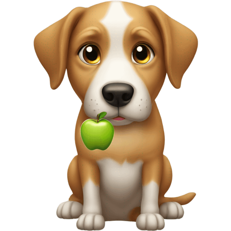 Dog with apple emoji