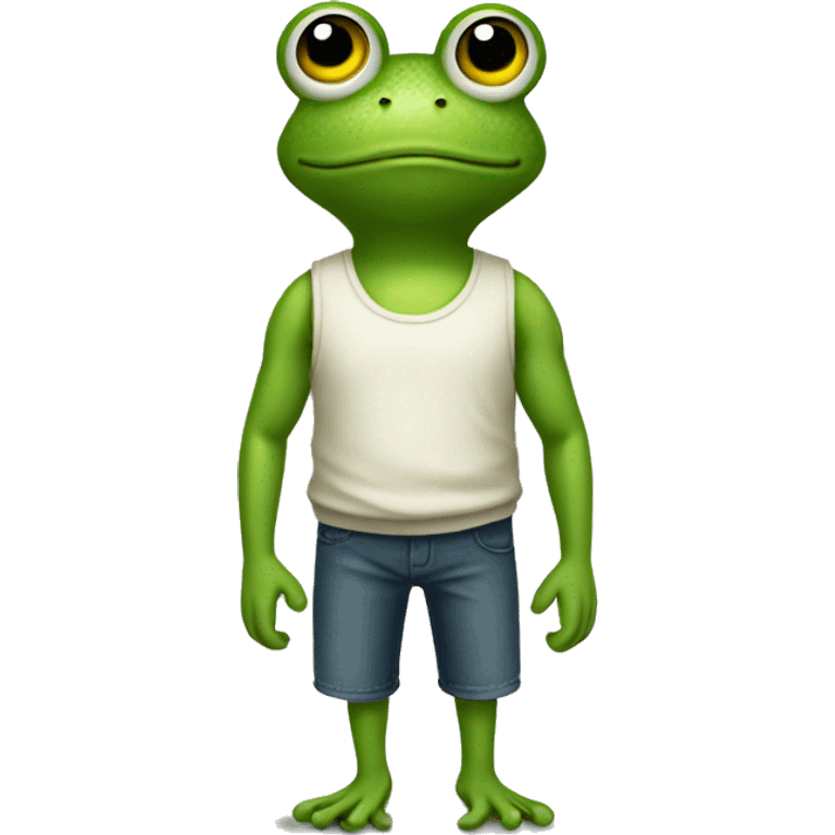 a frog-like figure in a sleeveless shirt emoji