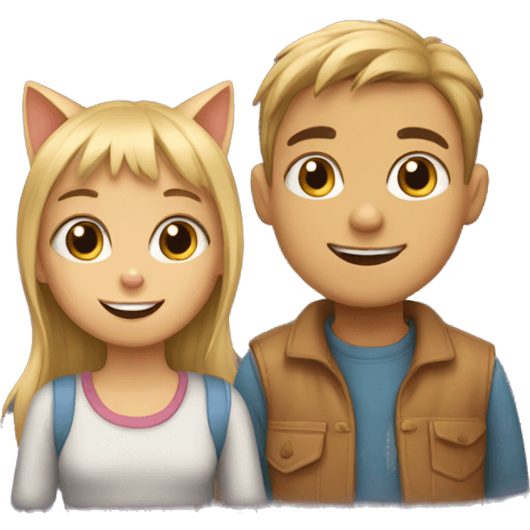 cat, girl and boy emoji