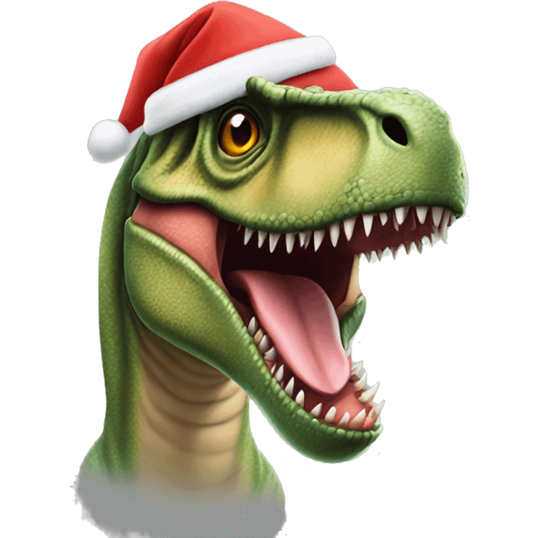 T-rex with a Santa hat emoji