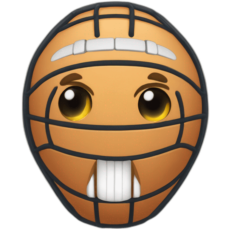 pelota de basket con ojos y boca jugando videojuegos emoji