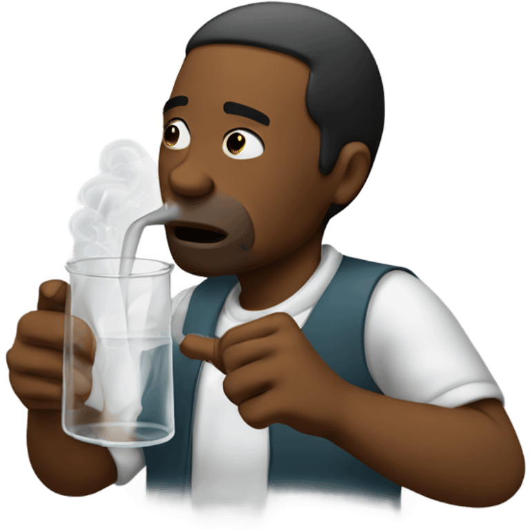 black man inhaling smoke from an empty beaker emoji