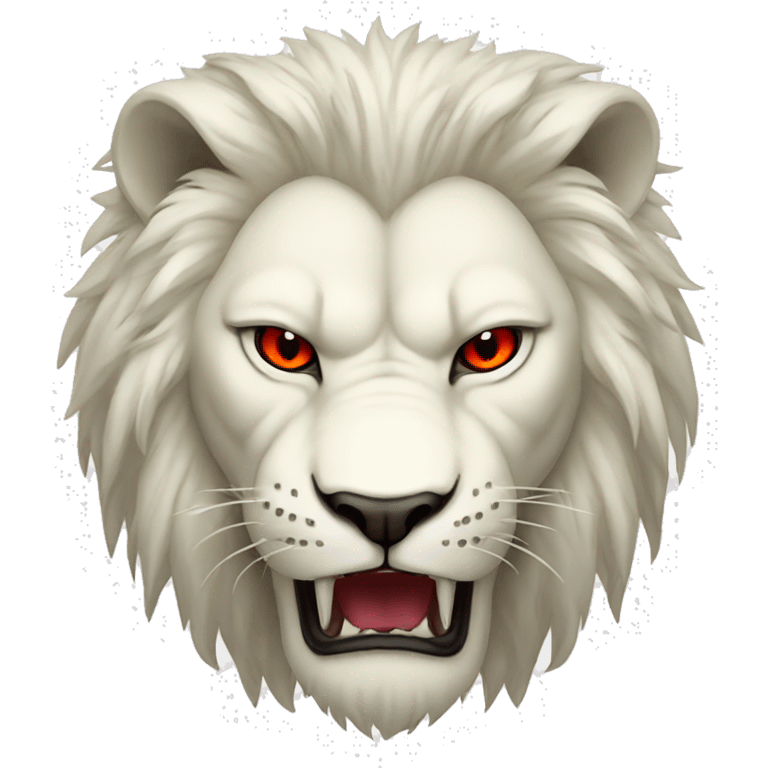 Angry white lion with red eyes  emoji